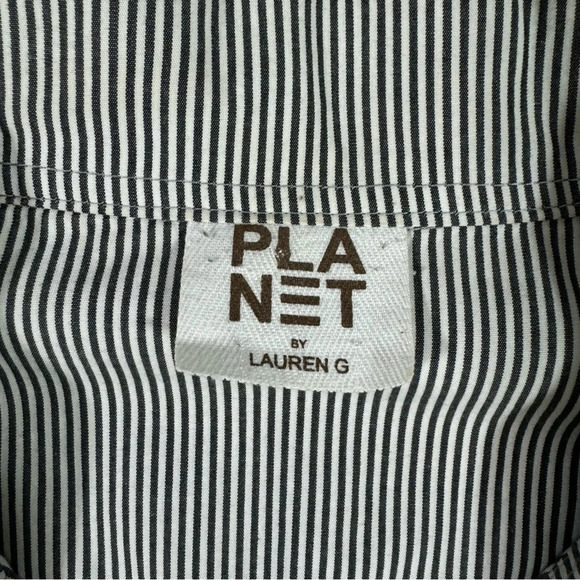 Planet Lauren G Cotton Smock Shirt Stripes Pockets - Picture 7 of 9